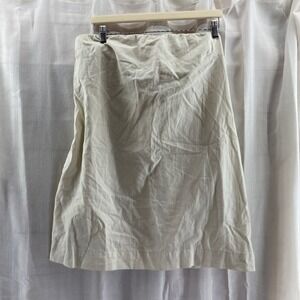 Free People Womens Beige Linen Blend Pull‎ On Elastic Waist Skirt L Bohemian